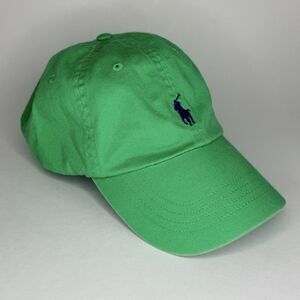 Polo Ralph Lauren Lime Green Baseball Hat Adjustable Cloth Strap Navy Pony Logo